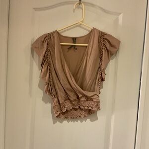 Pink short sleeve blouse Anthropologie